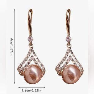 Elegant Gold 925 Sterling Pearl Drop Earrings